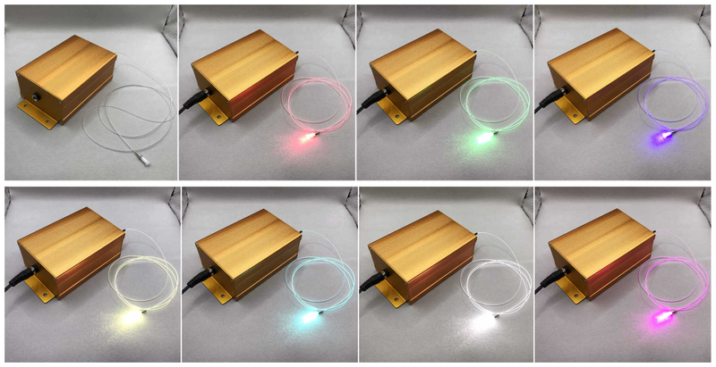RGB ファイバー結合レーザーモジュール 60mW 12V Bluetooth 制御 FC コネクタ Corning Fibrance 光拡散ファイバー用